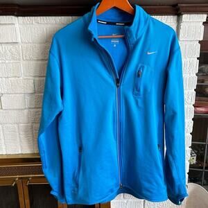 Nike Running Dri-Fit Blue Full Zip Up Long Sleeve Pocket Sweatshirt Jacket M